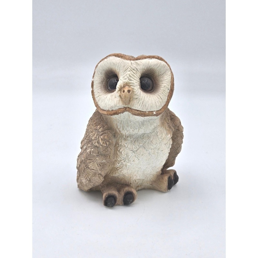 Stone Critters Barn Owl Figurine 1994 United Design‎ Vintage Bird Statue 3"